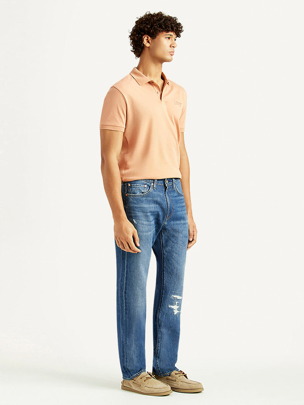 Men's 505 Blue Straight Fit Mid Rise Selvedge Jeans