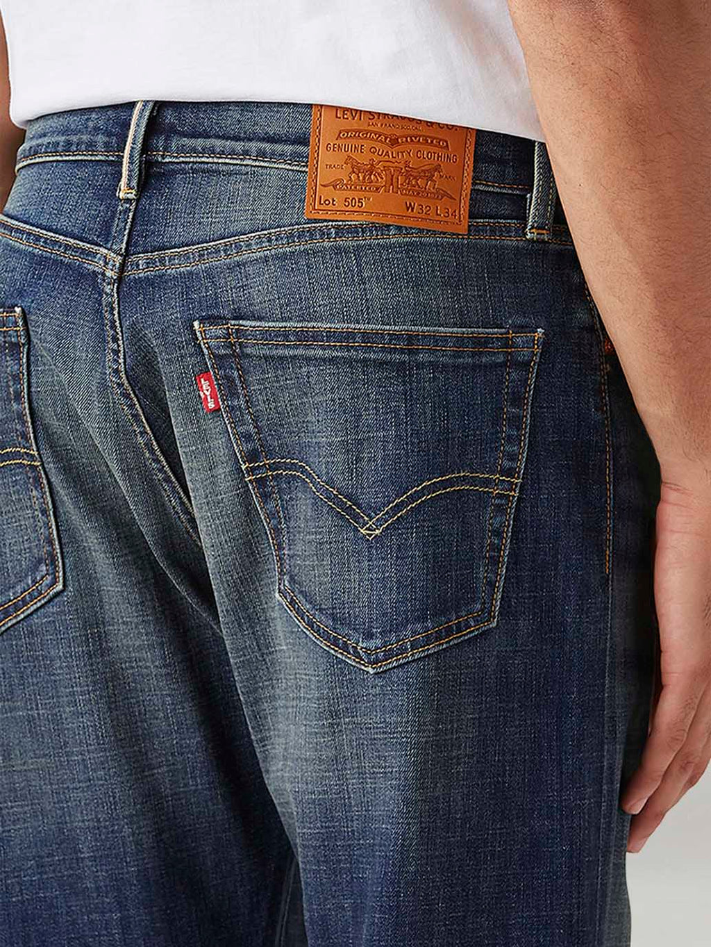 Men's 505 Dark Blue Straight Fit Mid Rise Selvedge Jeans