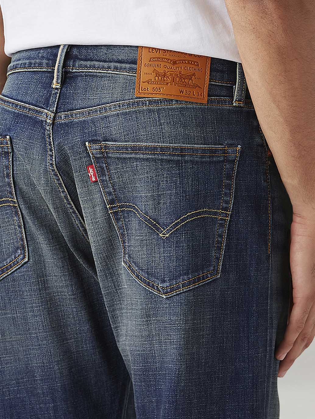 Men's 505 Dark Blue Straight Fit Mid Rise Selvedge Jeans