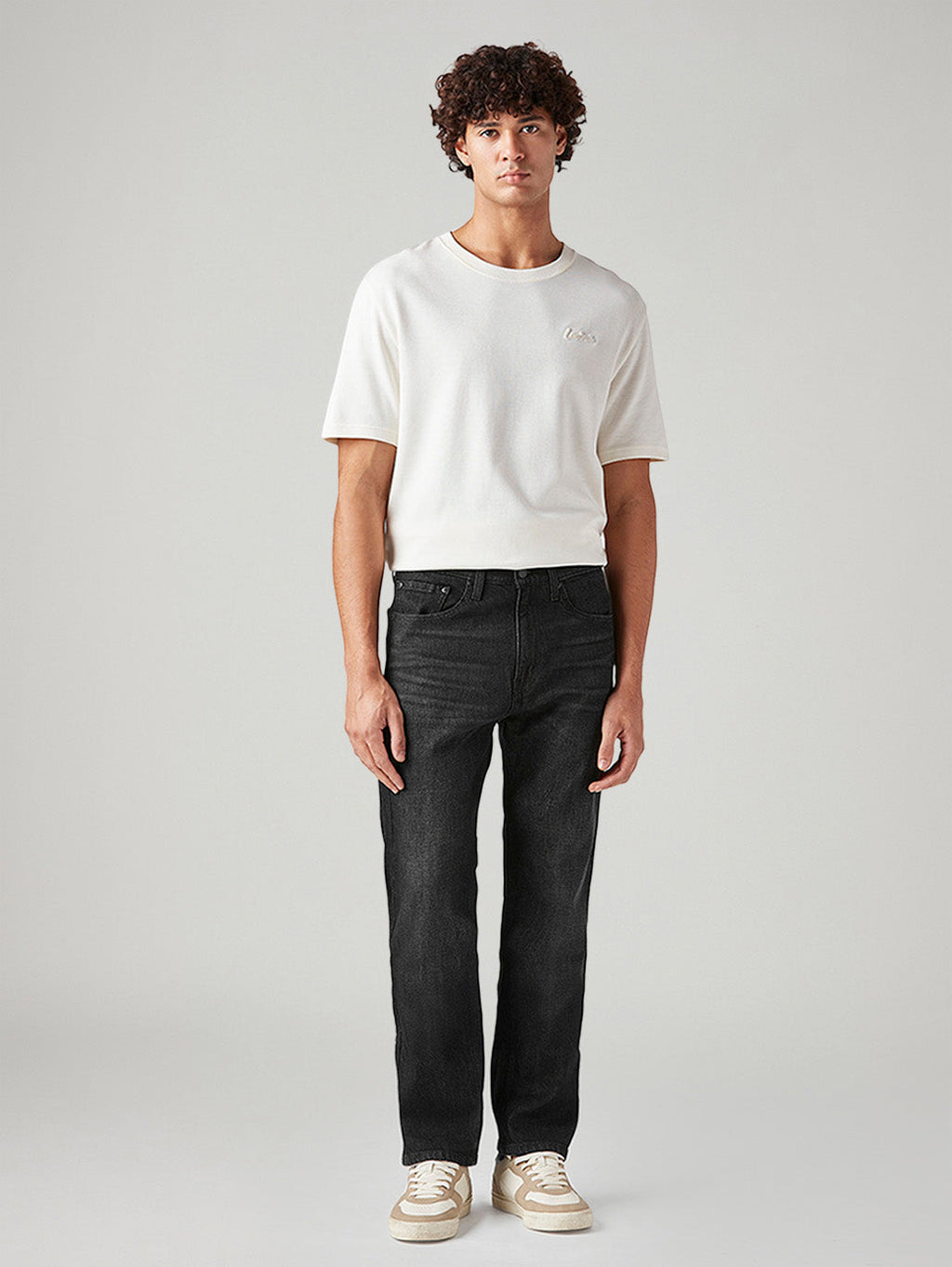 Men's 505 Black Straight Fit Mid Rise Jeans