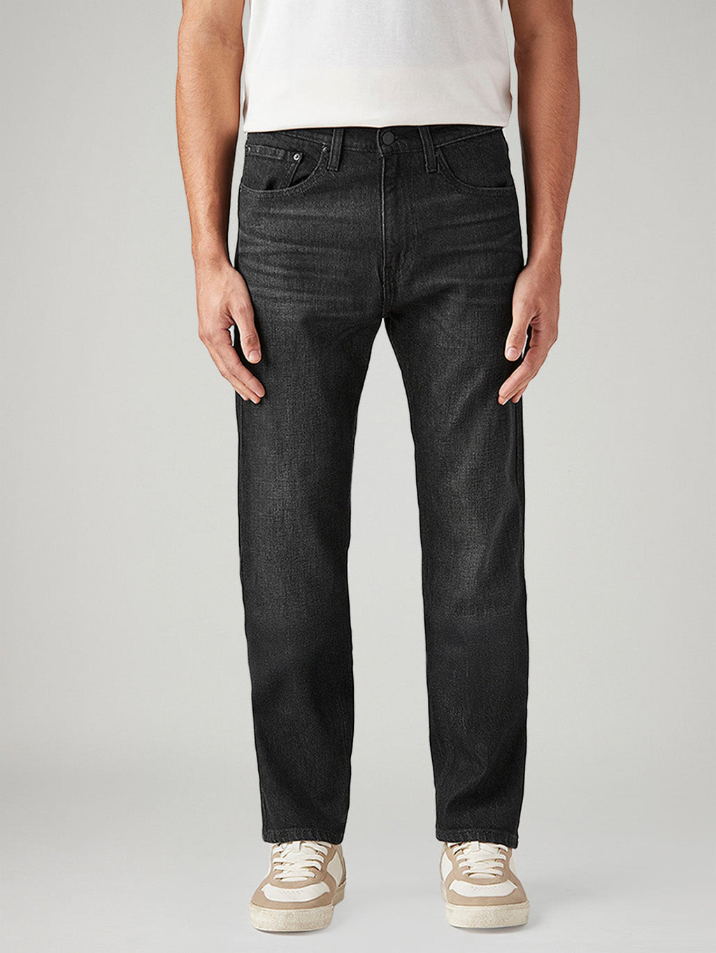 Men's 505 Black Straight Fit Mid Rise Jeans