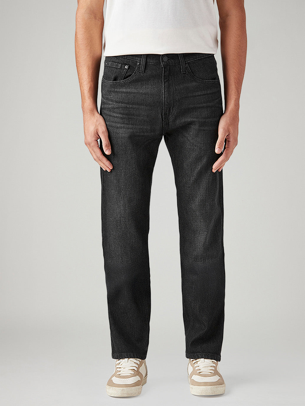 Men's 505 Black Straight Fit Mid Rise Jeans