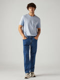 Men's 505 Blue Straight Fit Mid Rise Jeans