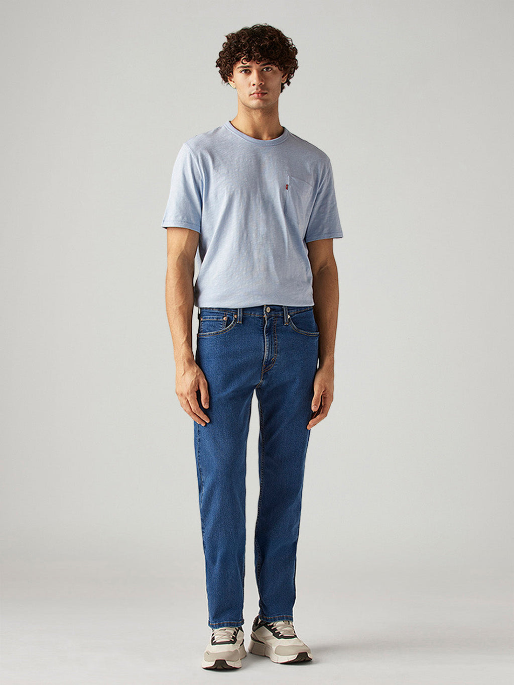 Men's 505 Blue Straight Fit Mid Rise Jeans