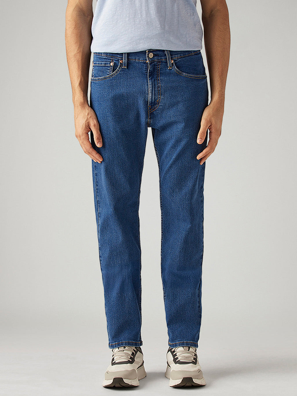 Men's 505 Blue Straight Fit Mid Rise Jeans