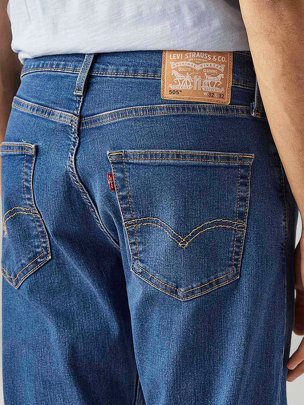 Men's 505 Blue Straight Fit Mid Rise Jeans