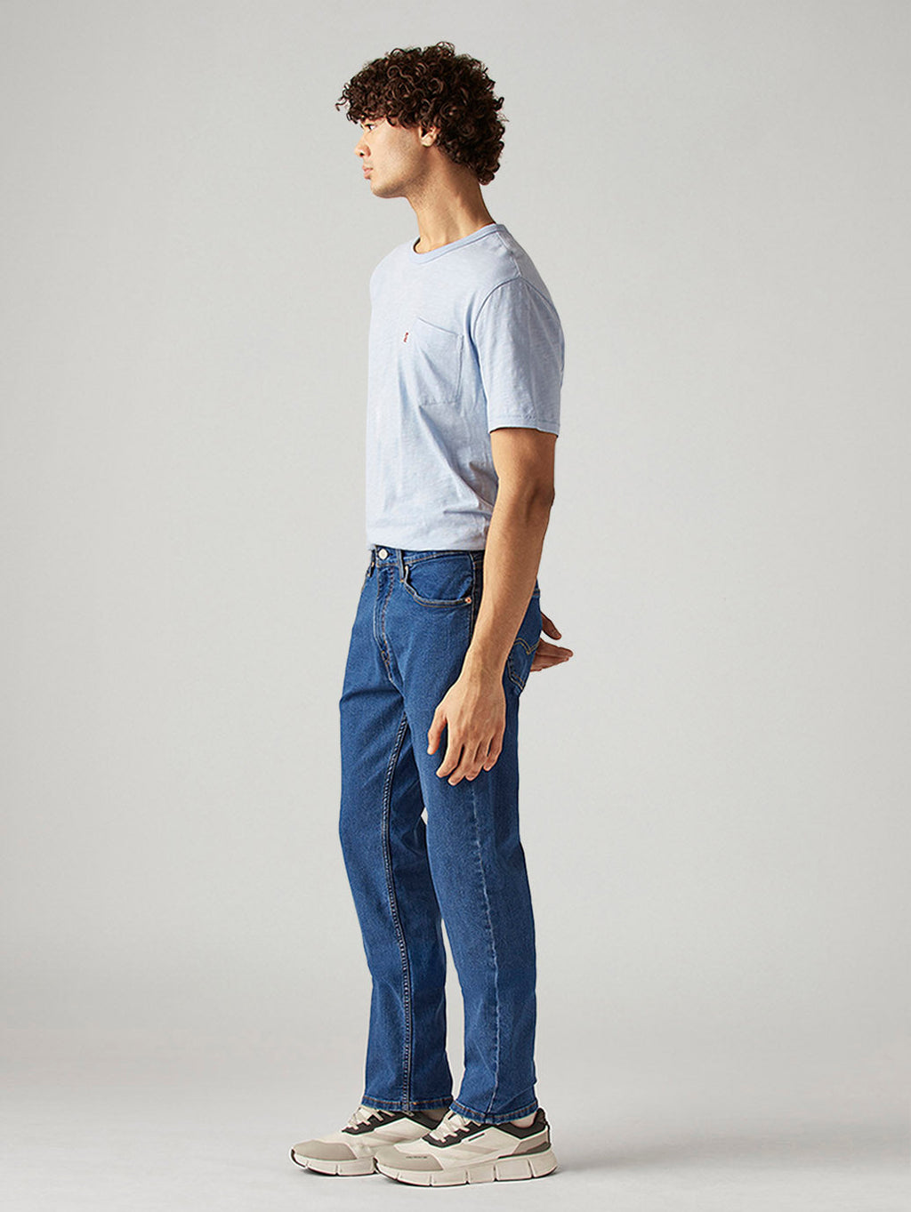 Men's 505 Blue Straight Fit Mid Rise Jeans
