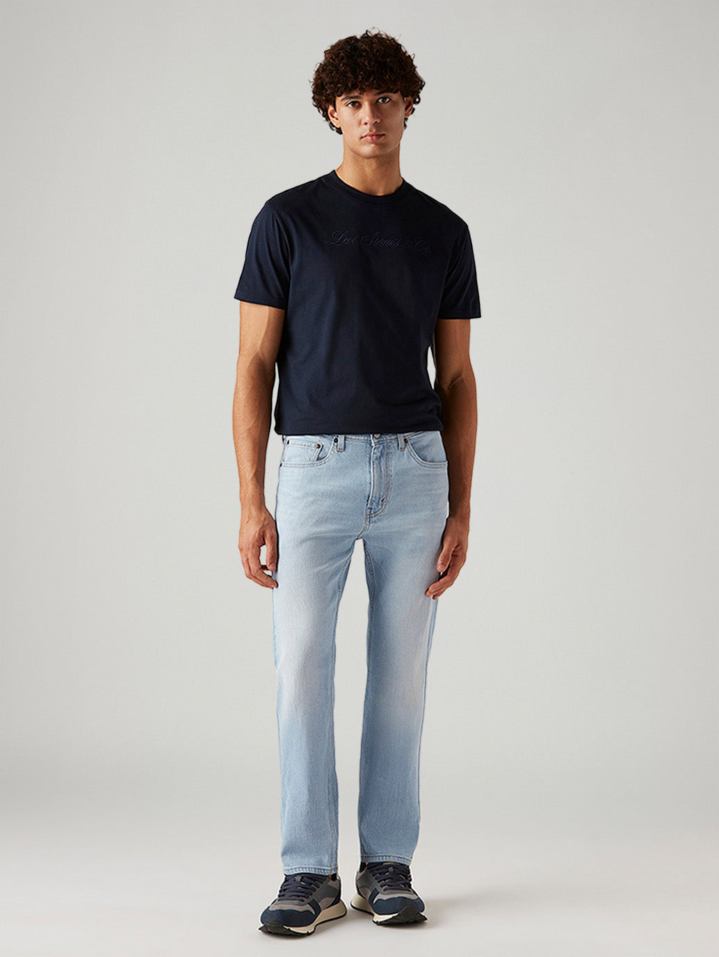 Men's 505 Light Blue Straight Fit Mid Rise Jeans