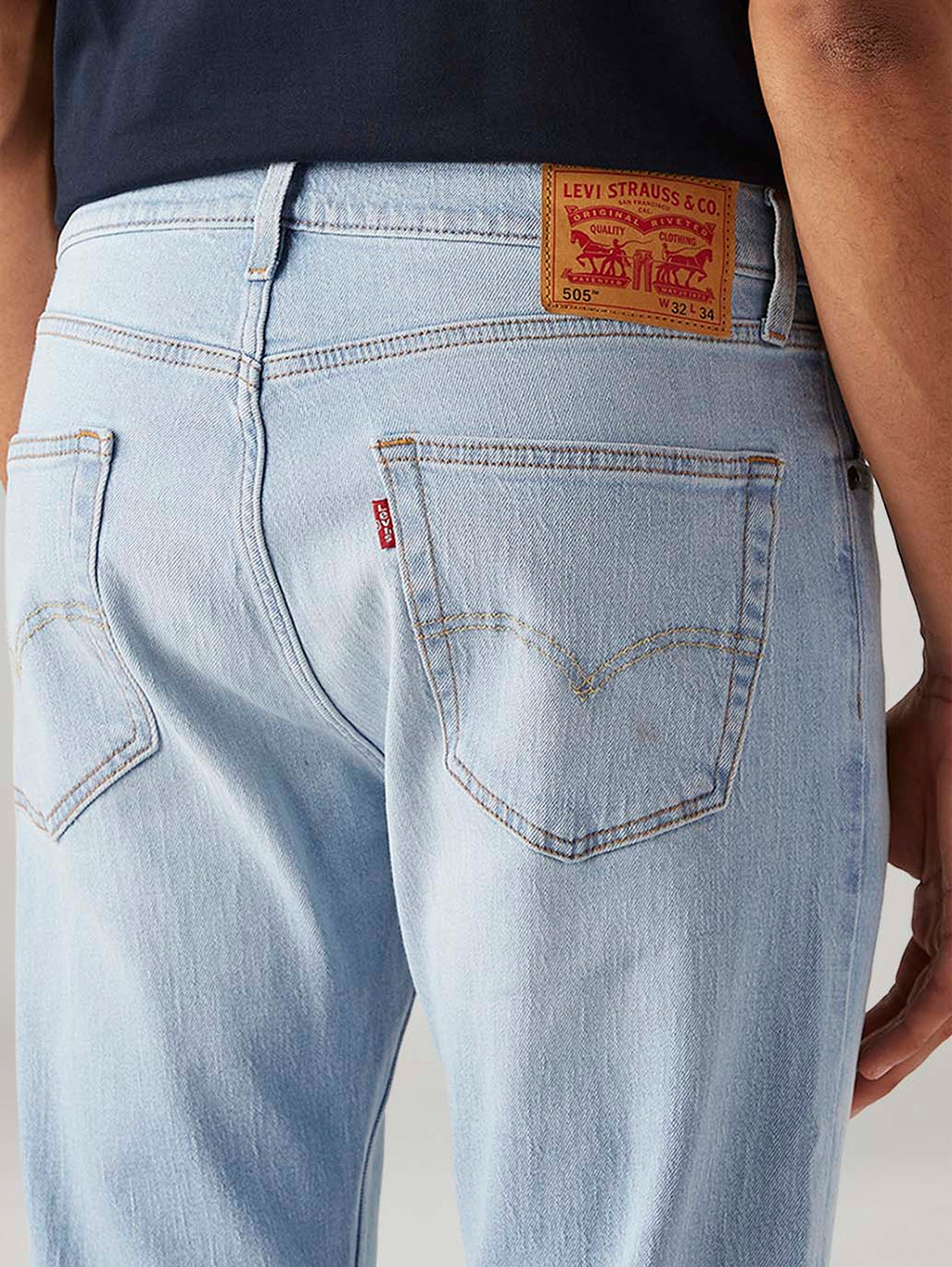 Men's 505 Light Blue Straight Fit Mid Rise Jeans