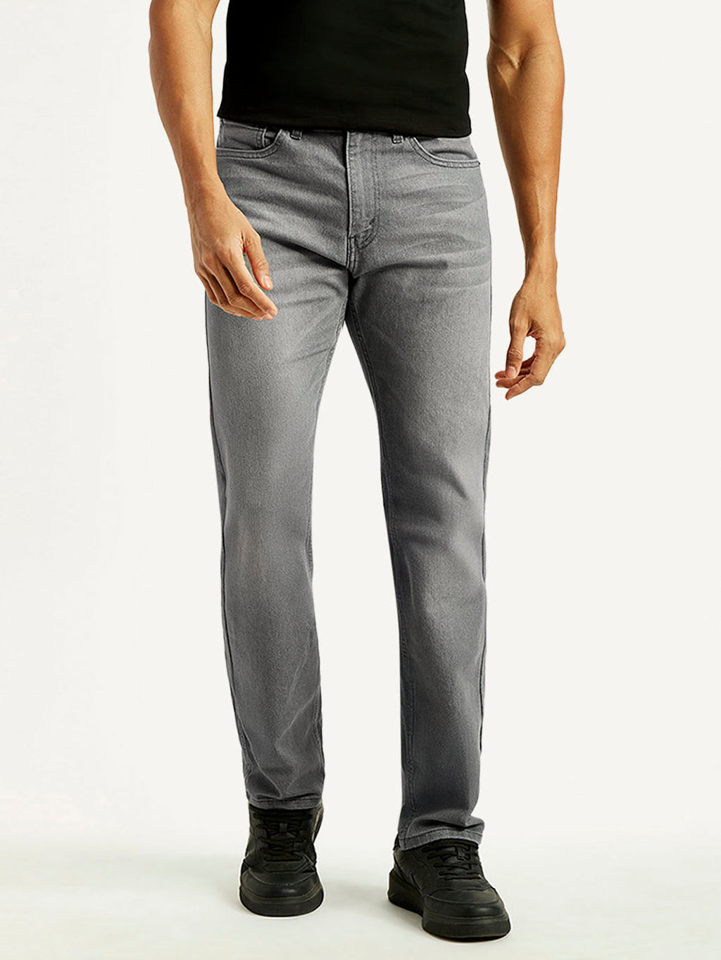 Men's 505 Light Grey Straight Fit Mid Rise Jeans