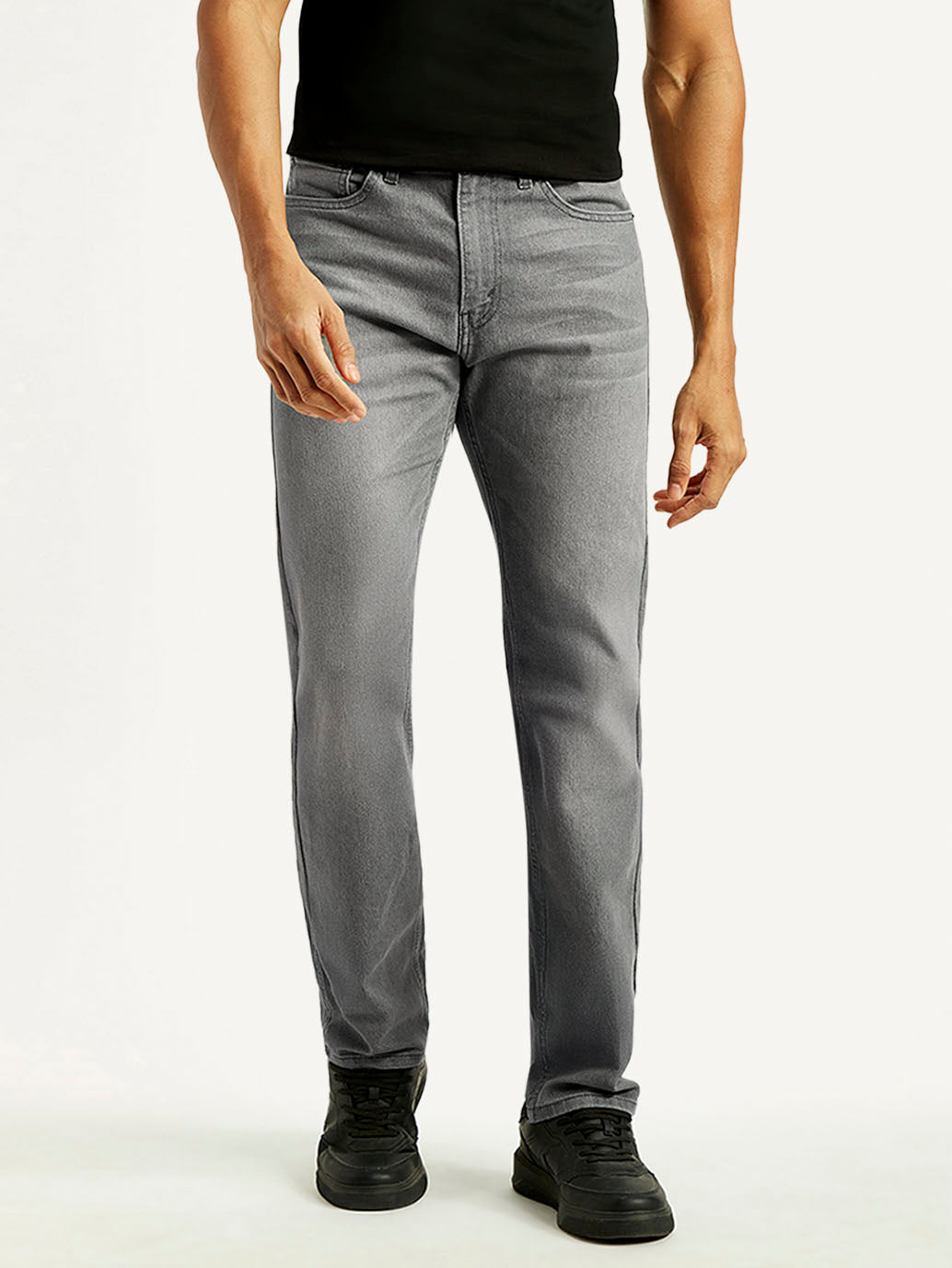 Men's 505 Light Grey Straight Fit Mid Rise Jeans