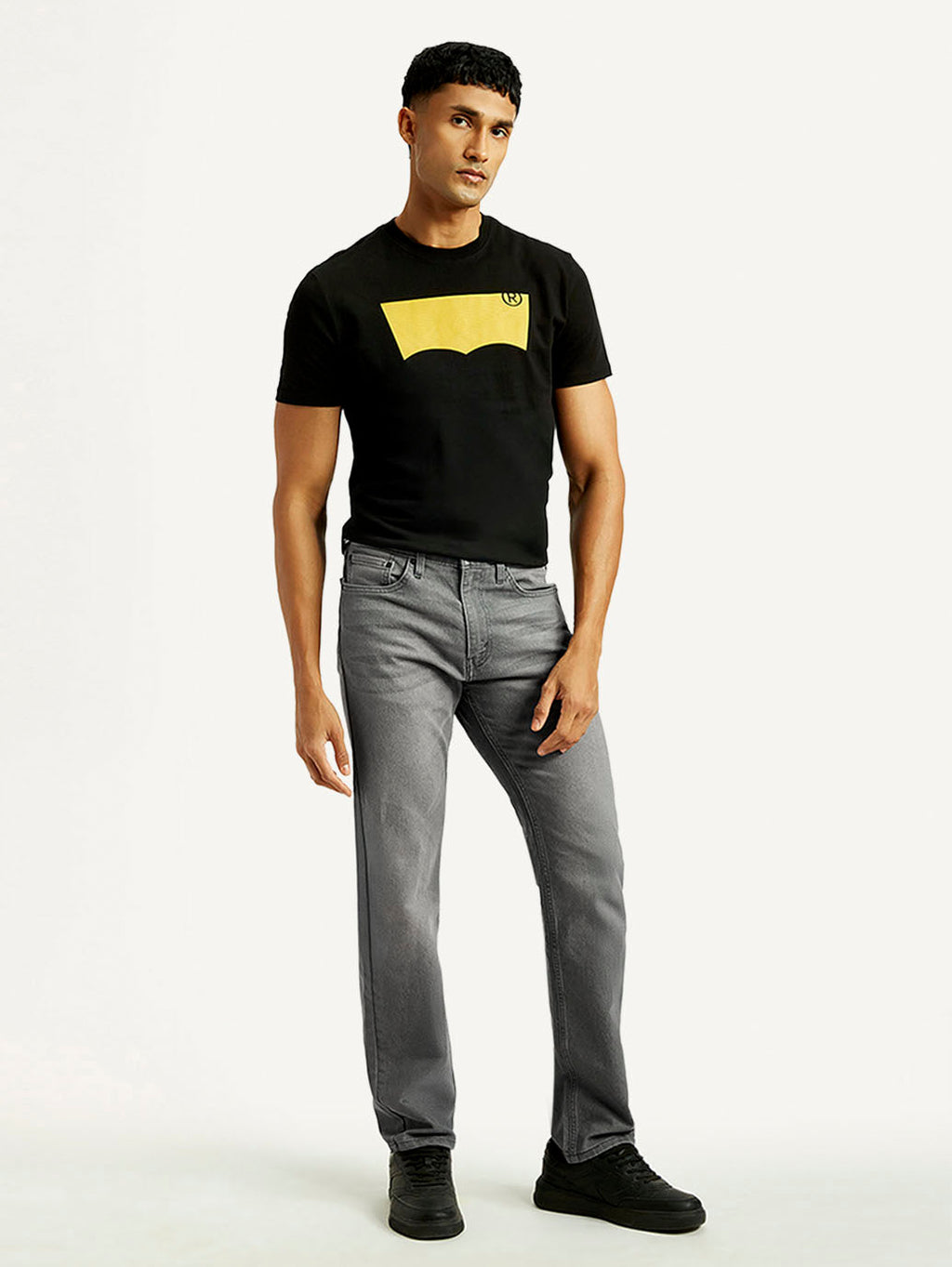 Men's 505 Light Grey Straight Fit Mid Rise Jeans