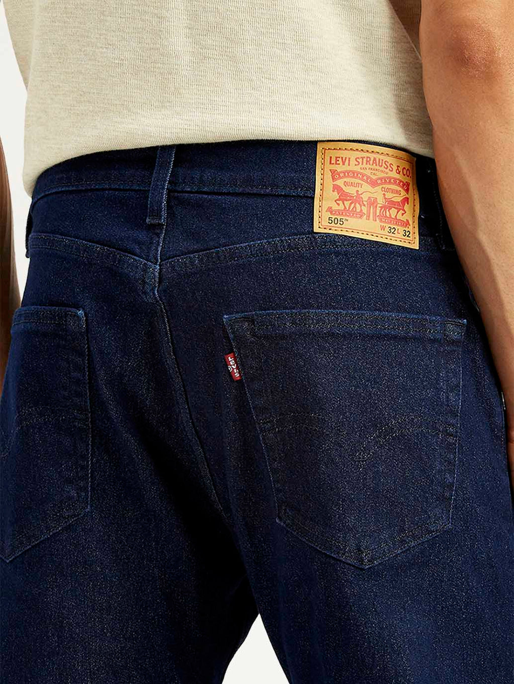 Men's 505 Navy Blue Straight Fit Mid Rise Jeans