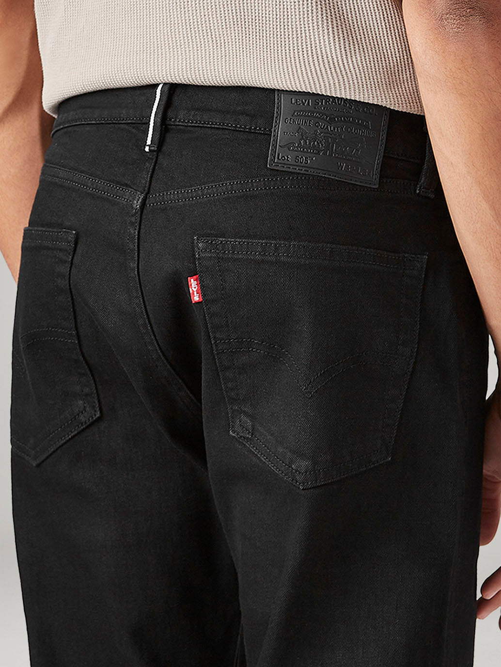 Men's 505 Black Straight Fit Mid Rise Selvedge Jeans