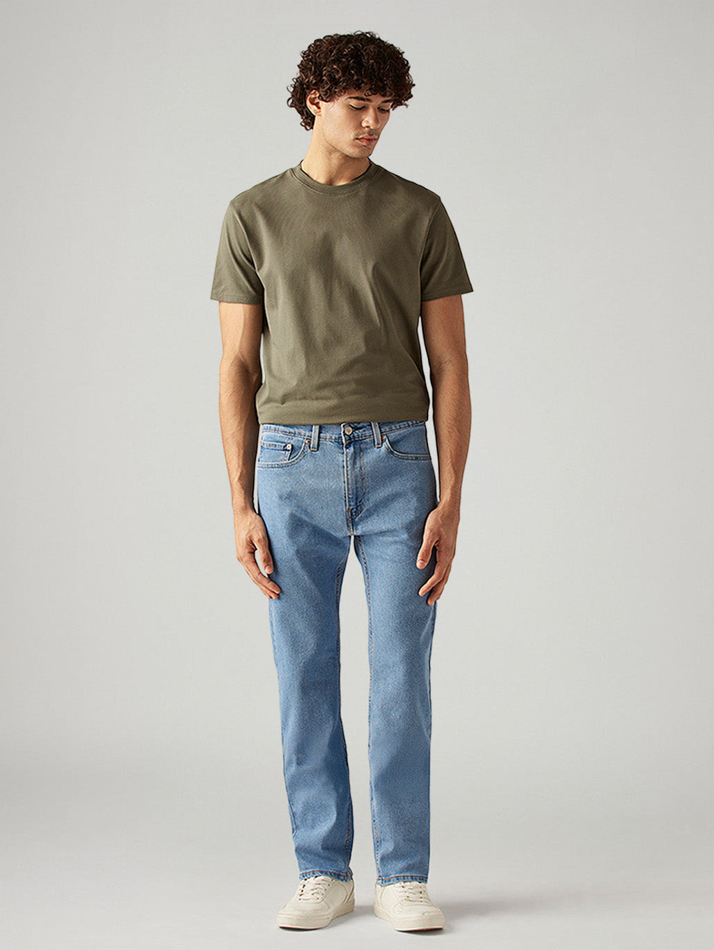 Men's 505 Light Blue Straight Fit Mid Rise Jeans