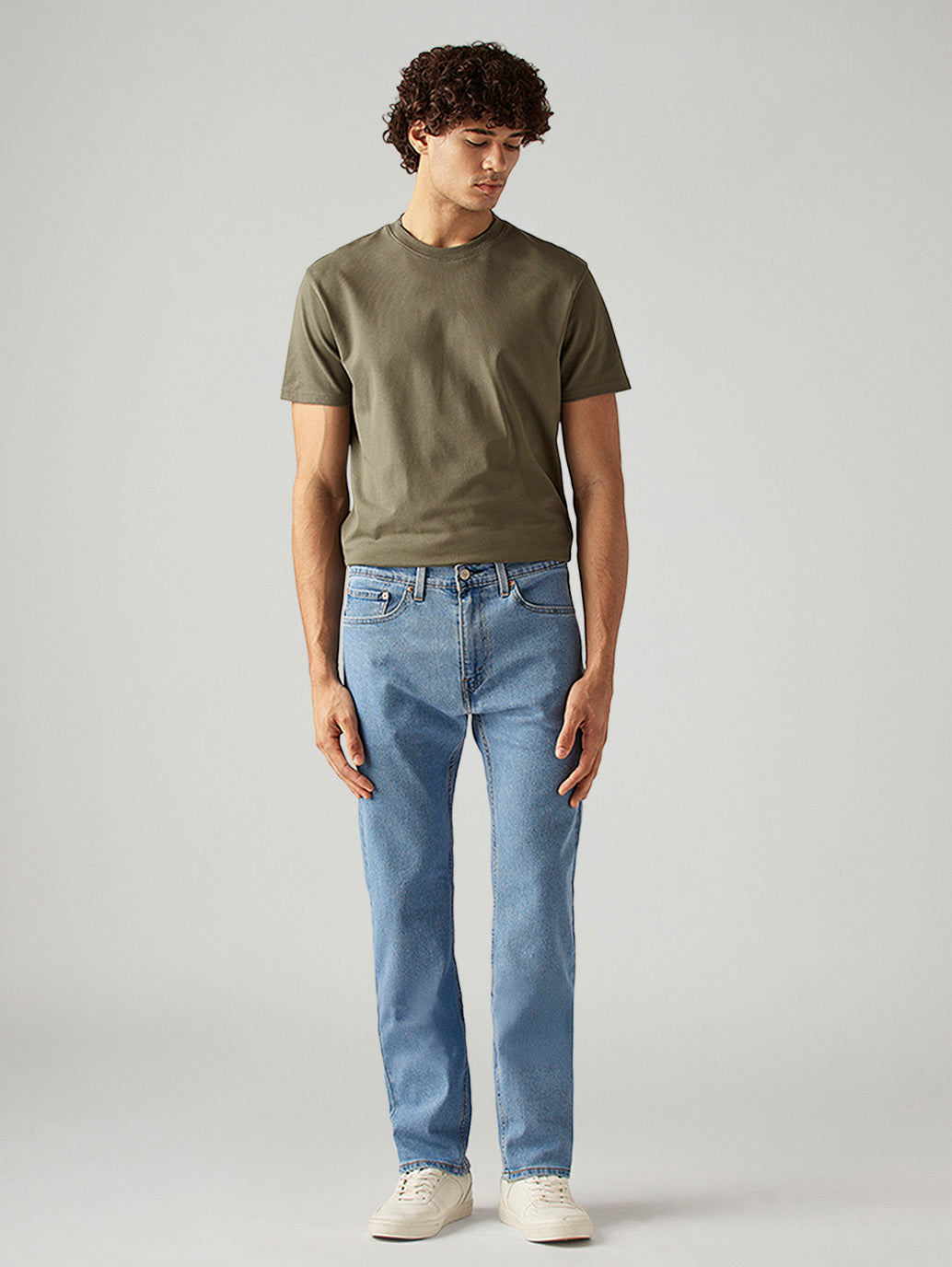 Men's 505 Light Blue Straight Fit Mid Rise Jeans