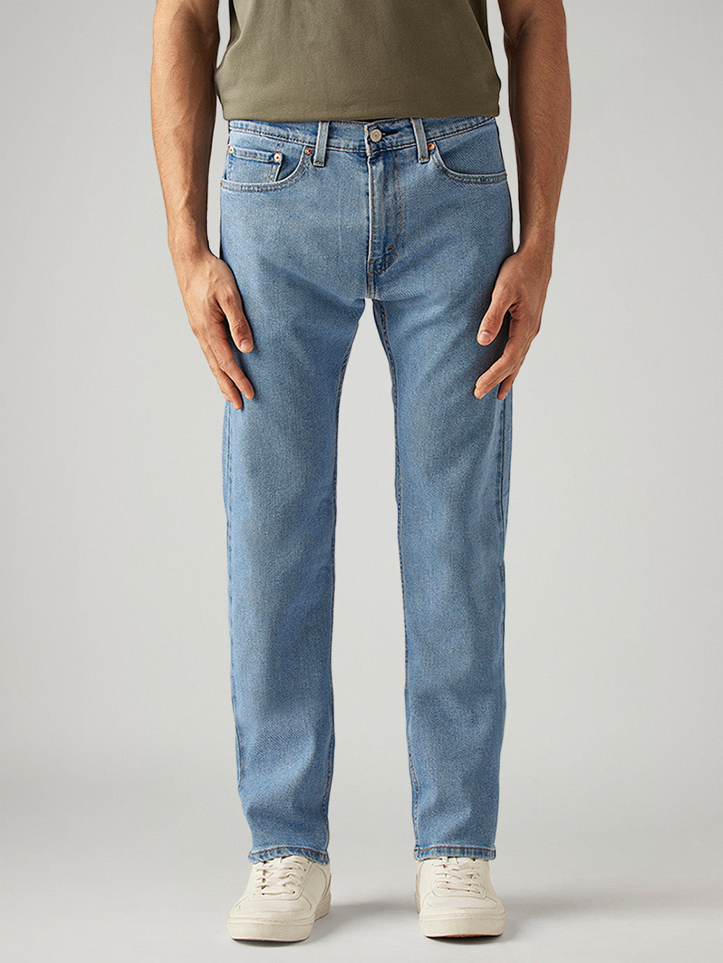 Men's 505 Light Blue Straight Fit Mid Rise Jeans