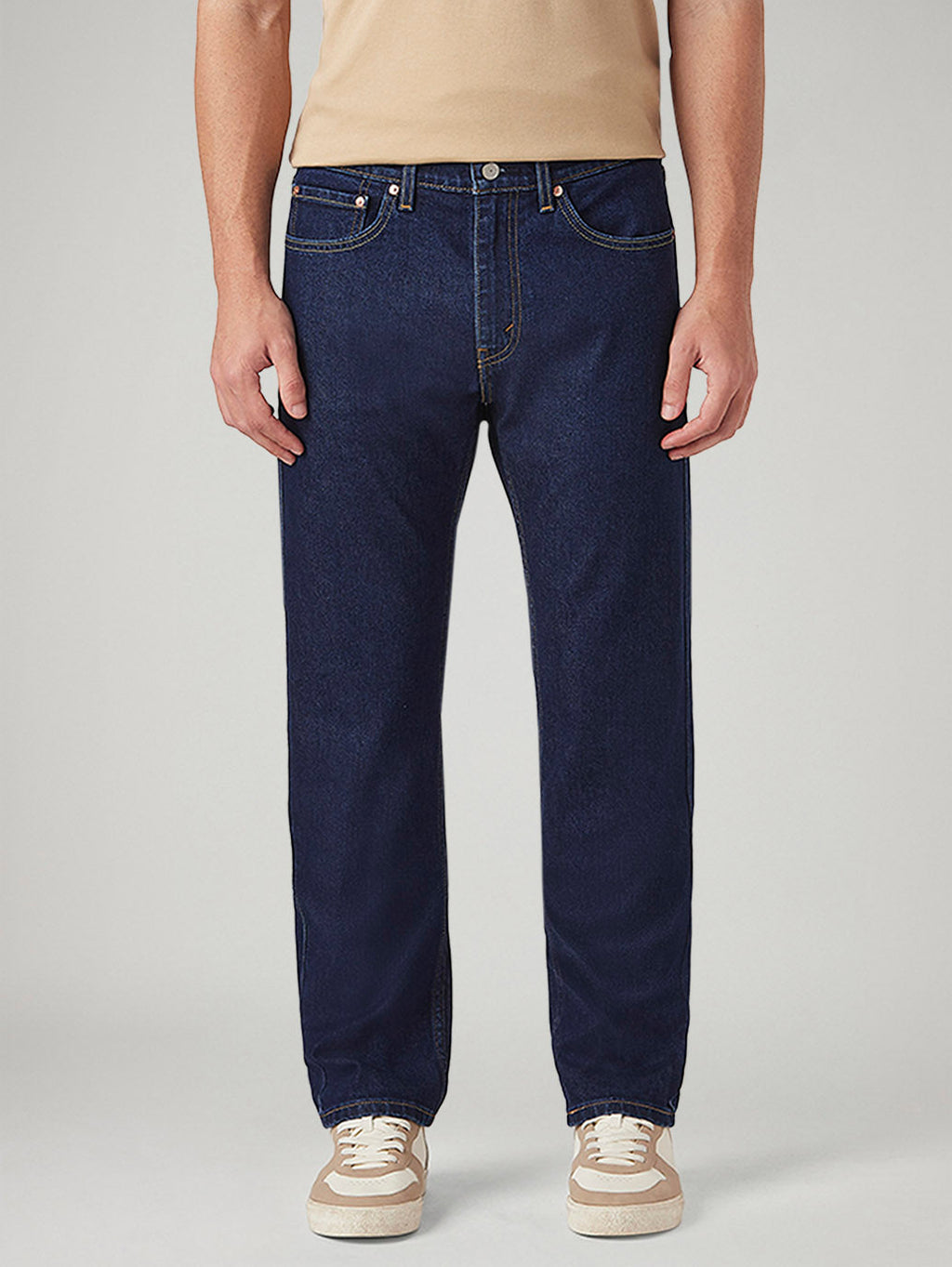 Mens 505 Mid Rise Straight Fit Cotton Stretch Blend Jeans