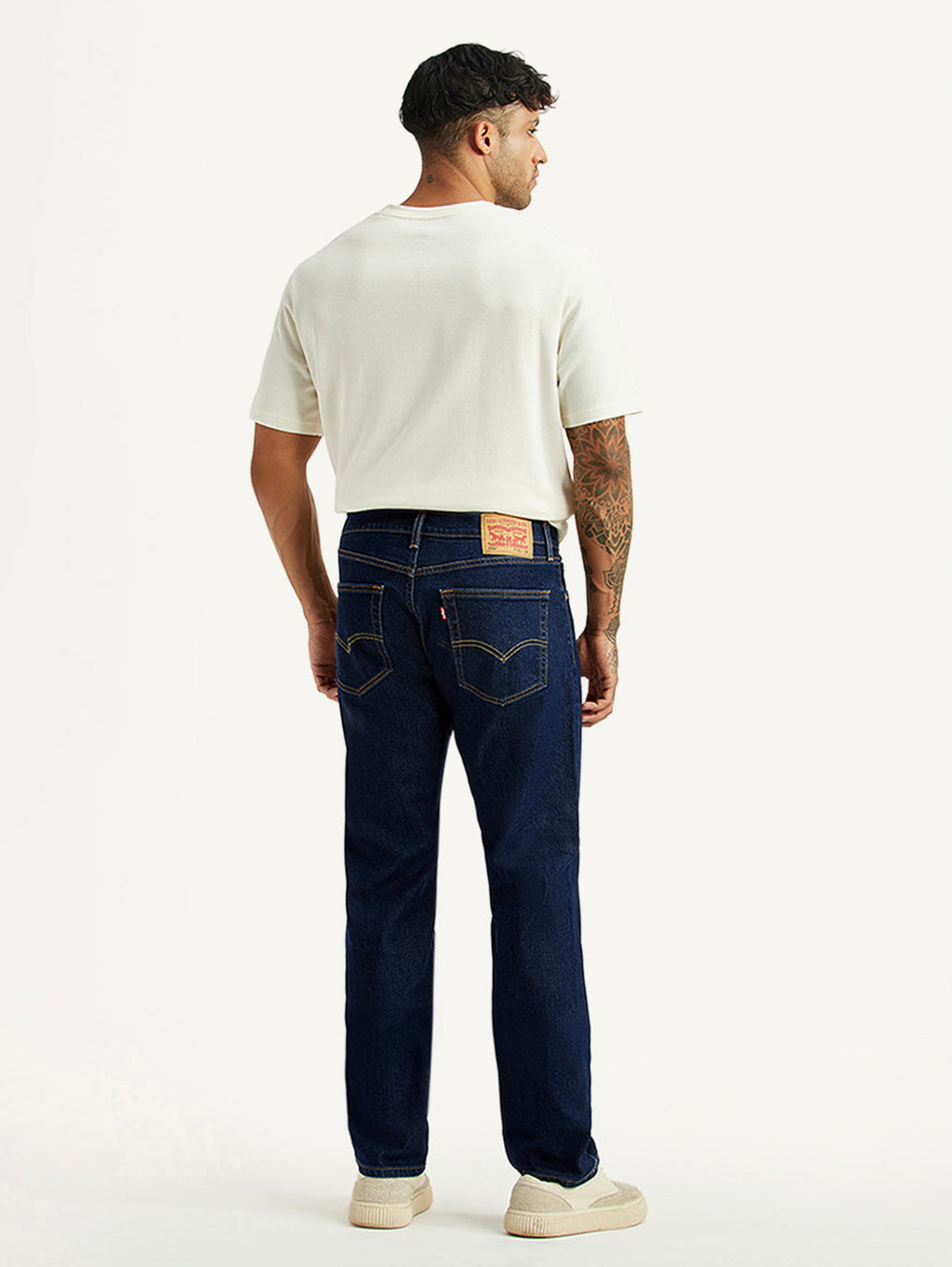 Men's 505 Dark Blue Straight Fit Mid Rise Jeans