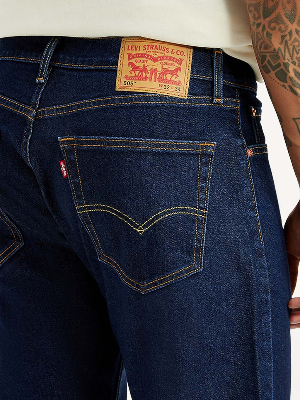 Men's 505 Dark Blue Straight Fit Mid Rise Jeans