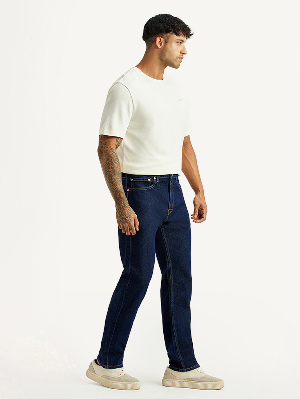 Men's 505 Dark Blue Straight Fit Mid Rise Jeans