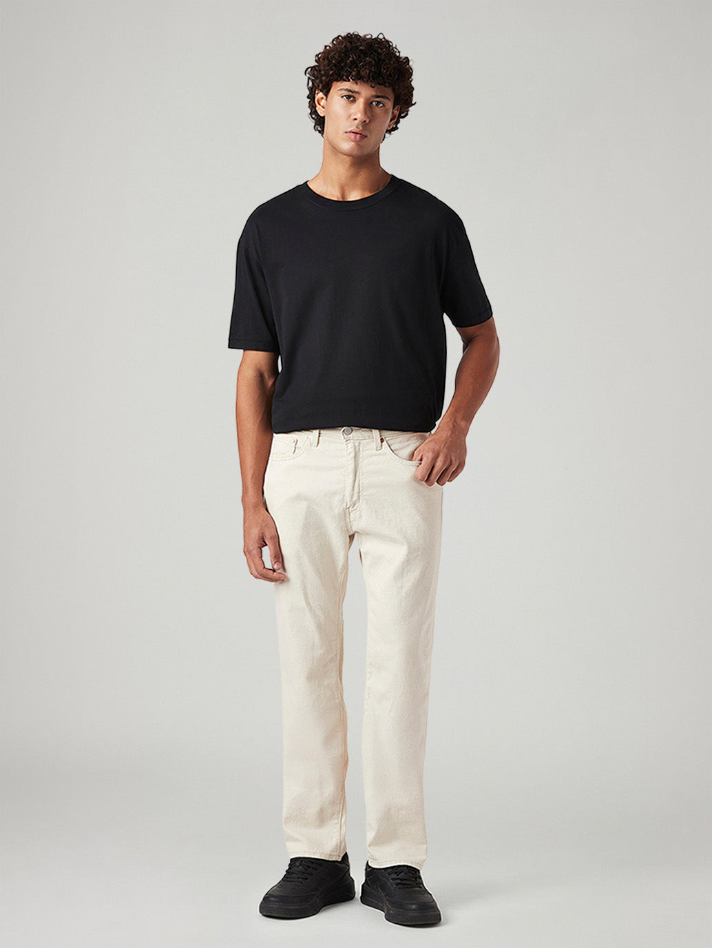 Men's 505 Cream Straight Fit Mid Rise Linen Jeans