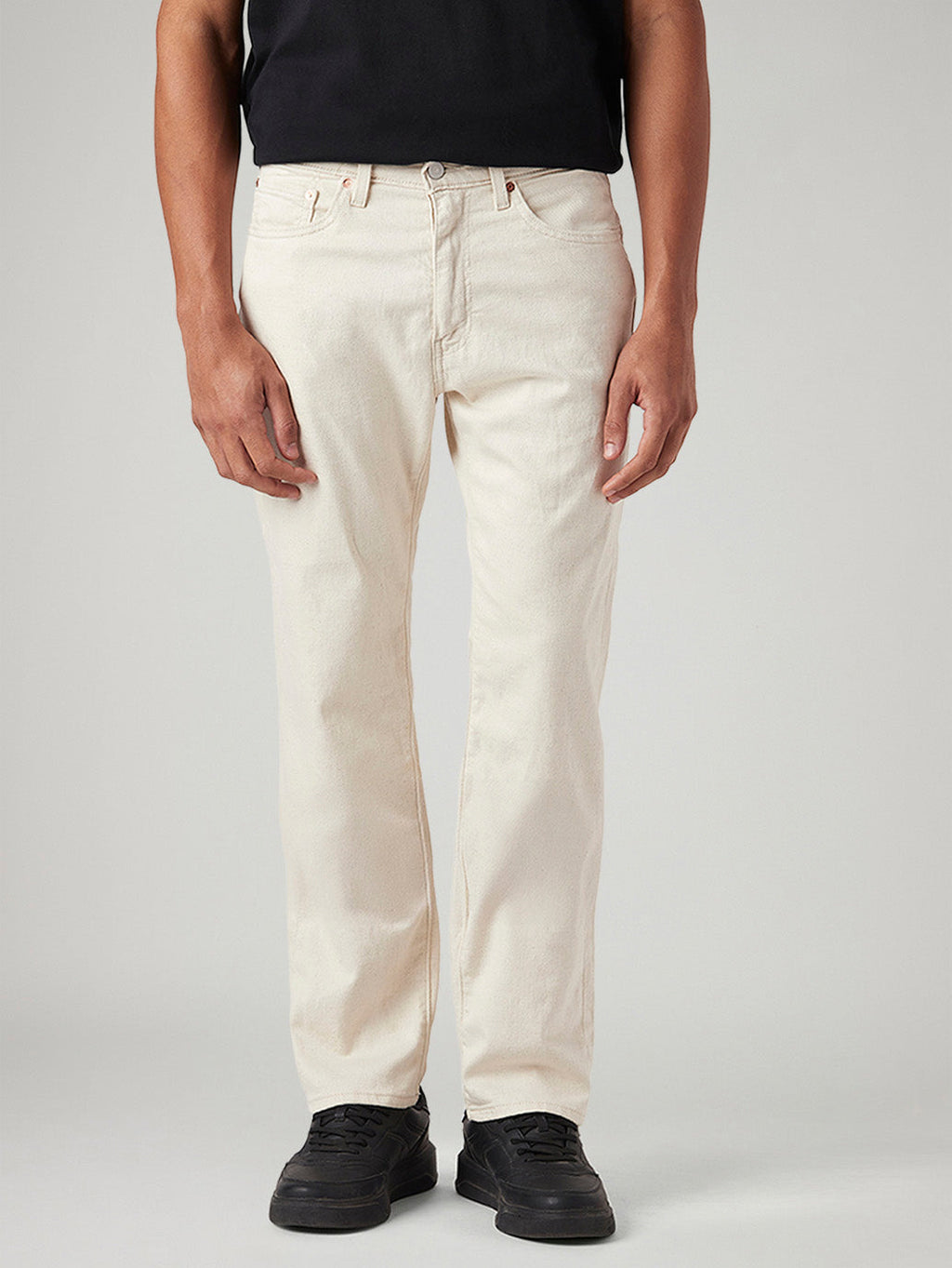 Men's 505 Cream Straight Fit Mid Rise Linen Jeans