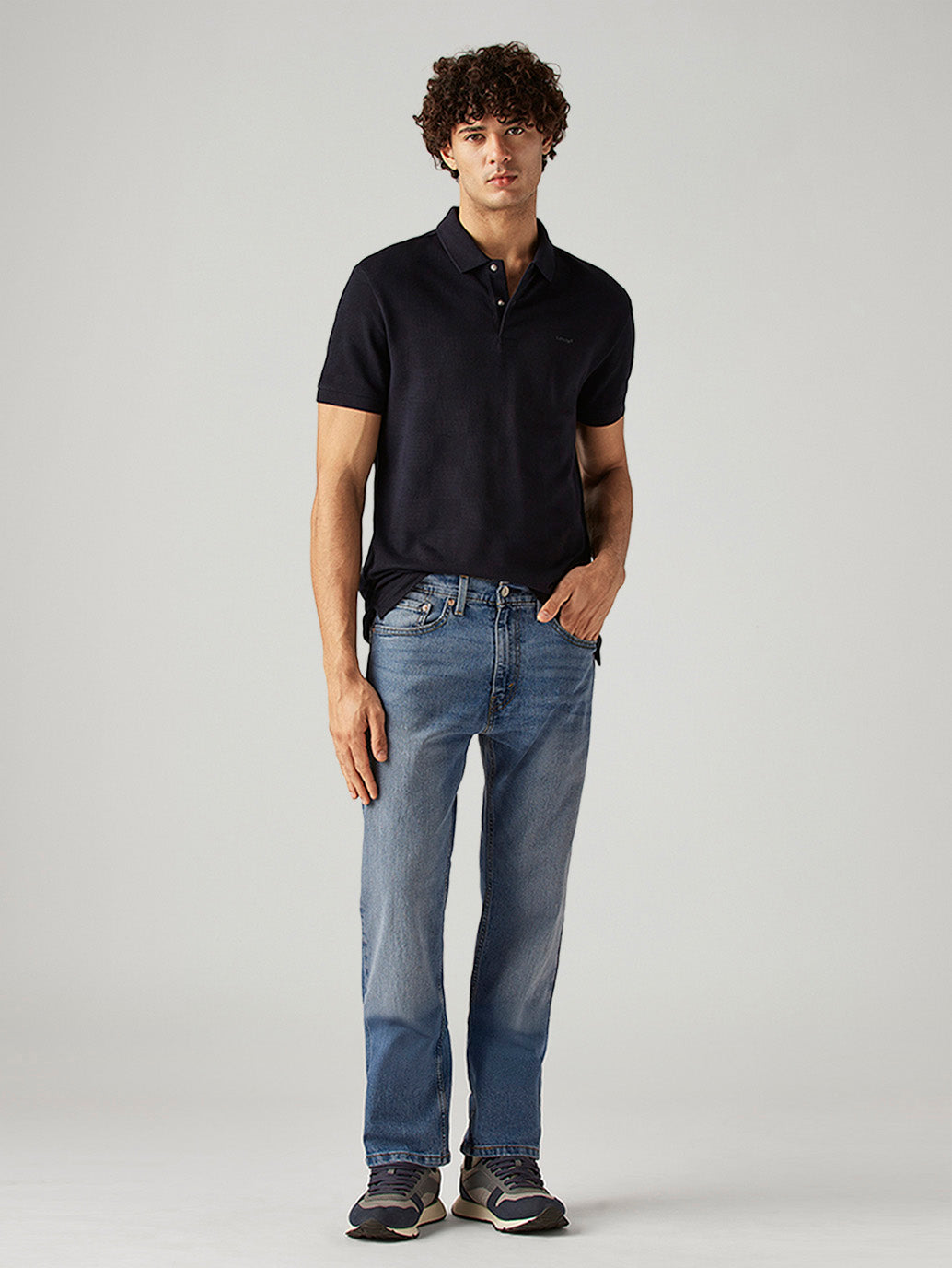 Men's 505 Blue Straight Fit Mid Rise Jeans
