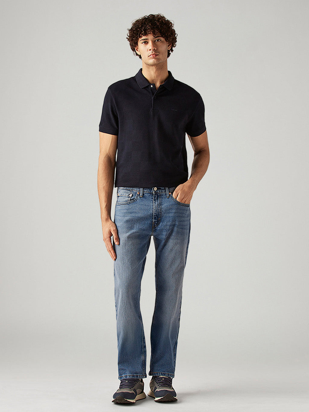Men's 505 Blue Straight Fit Mid Rise Jeans