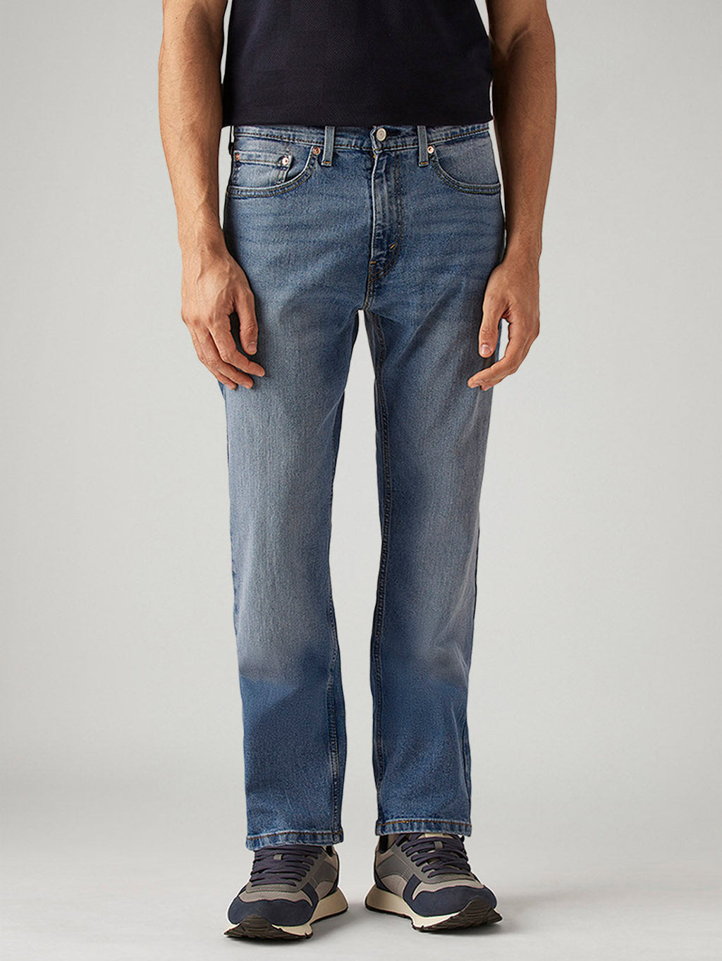 Men's 505 Blue Straight Fit Mid Rise Jeans