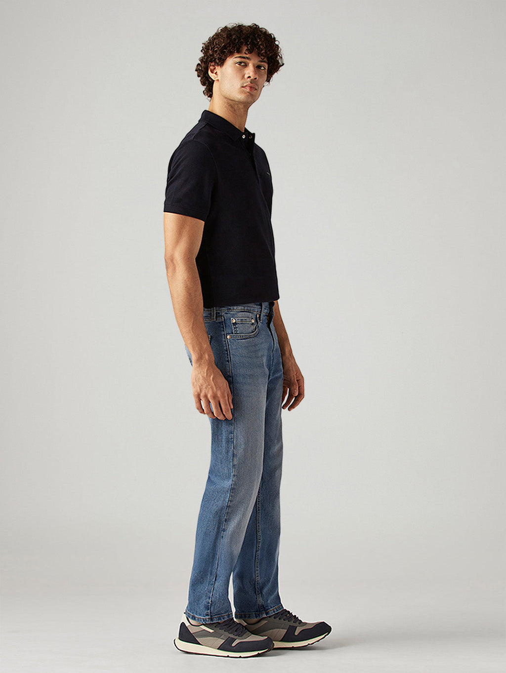 Men's 505 Blue Straight Fit Mid Rise Jeans