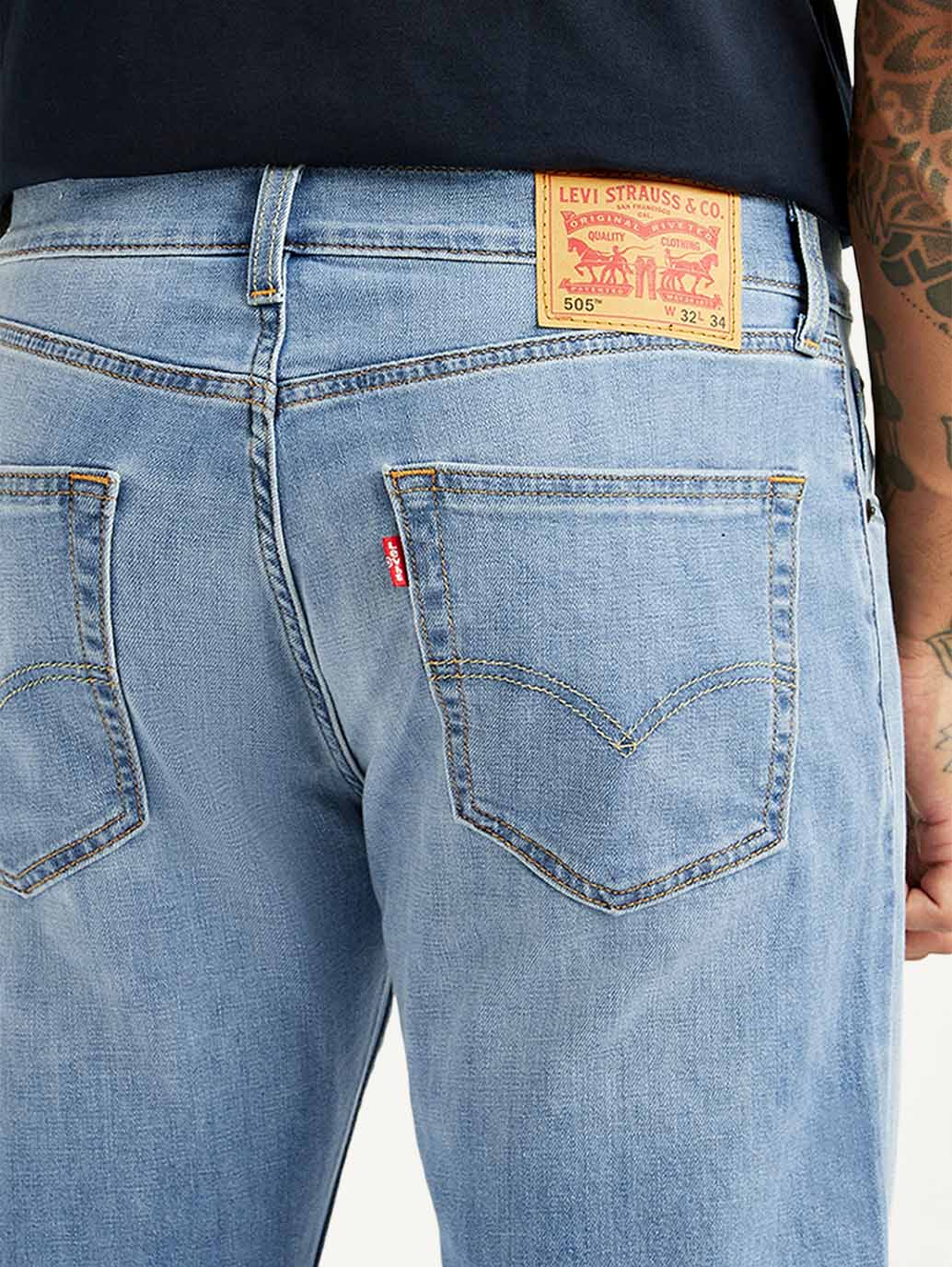 Men's 505 Light Blue Straight Fit Mid Rise Linen Jeans