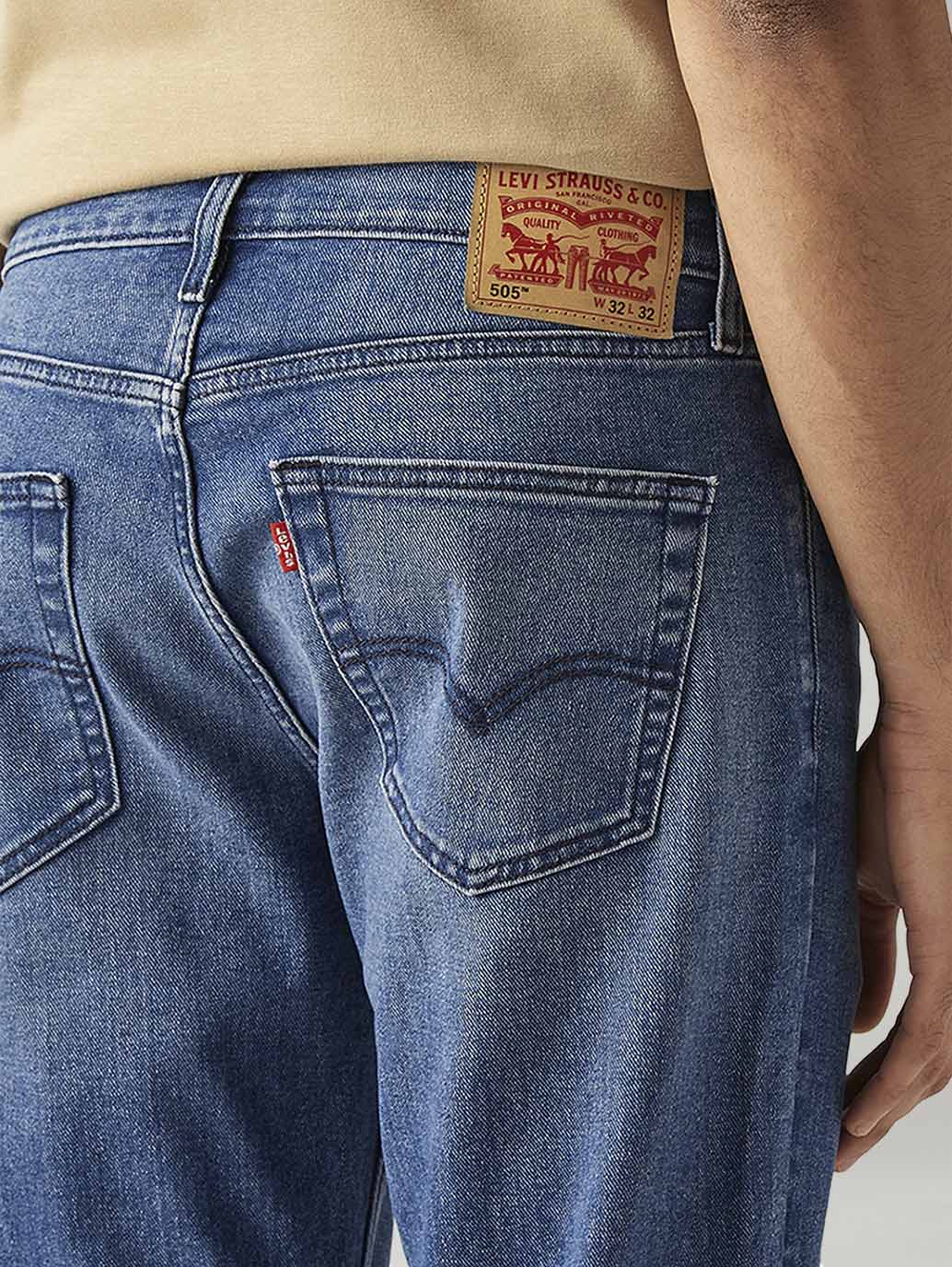 Men's 505 Blue Straight Fit Hyper Stretch Jeans