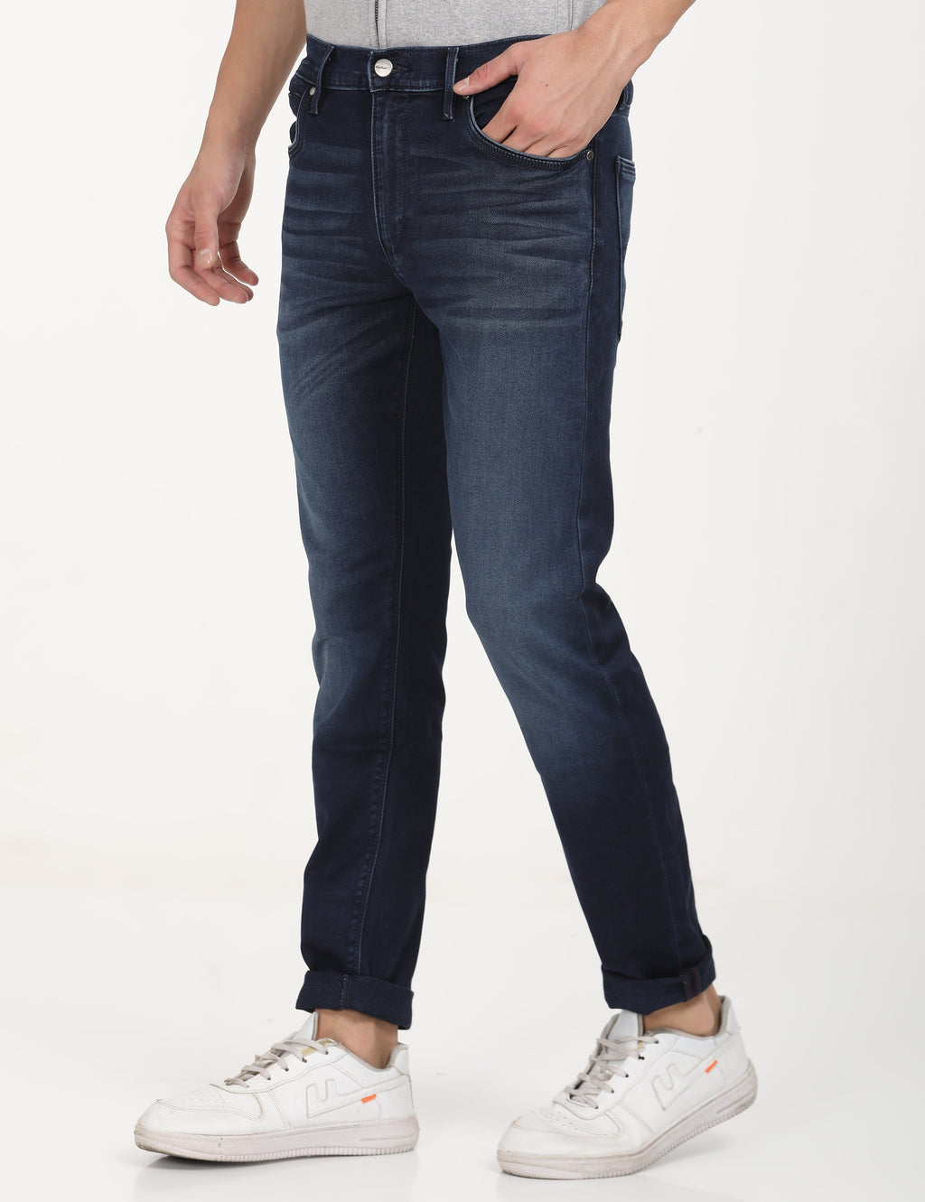 Men's Redloop 512 Navy Blue Slim Tapered Fit Mid Rise Jeans