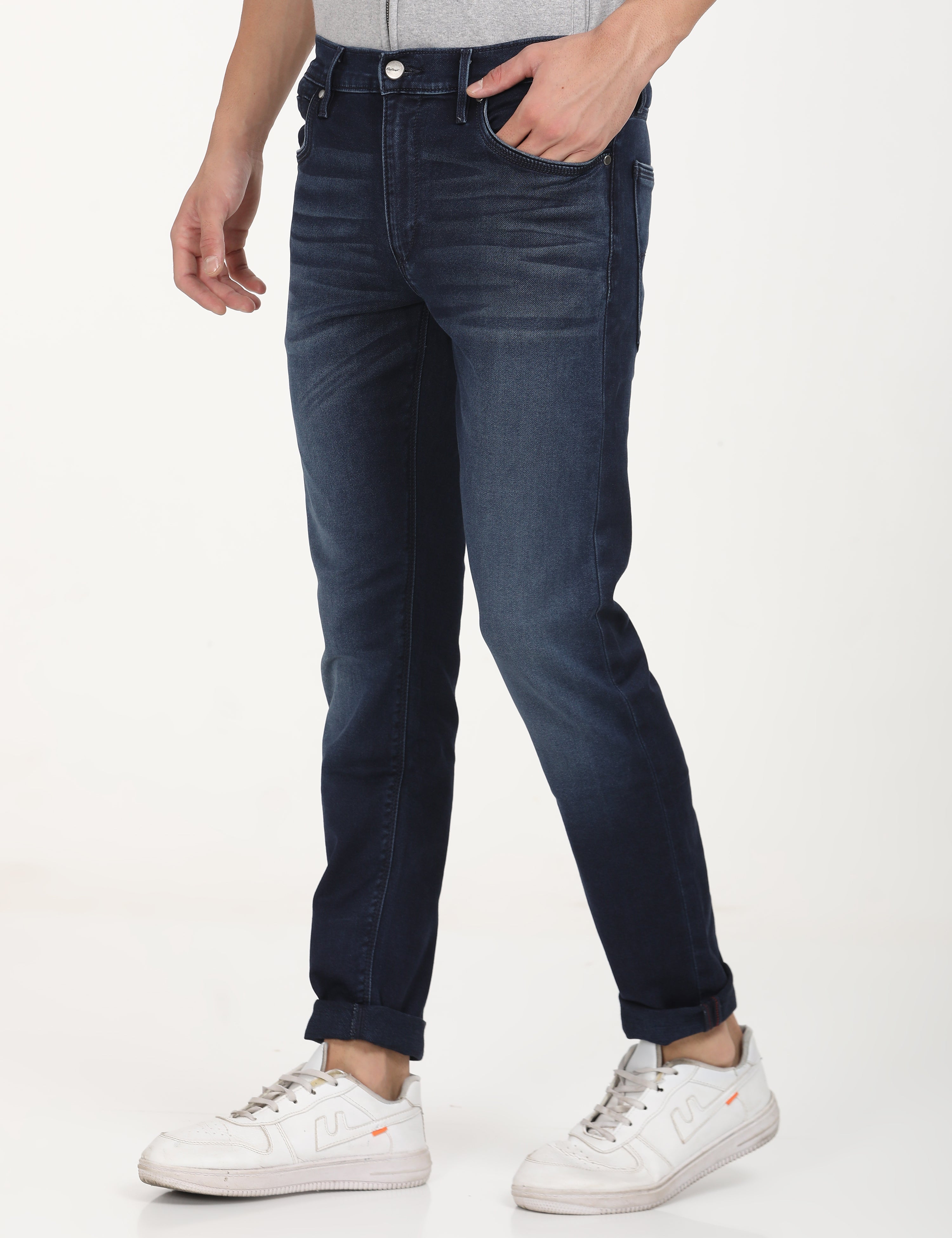 Men's Redloop 512 Navy Blue Slim Tapered Fit Mid Rise Jeans