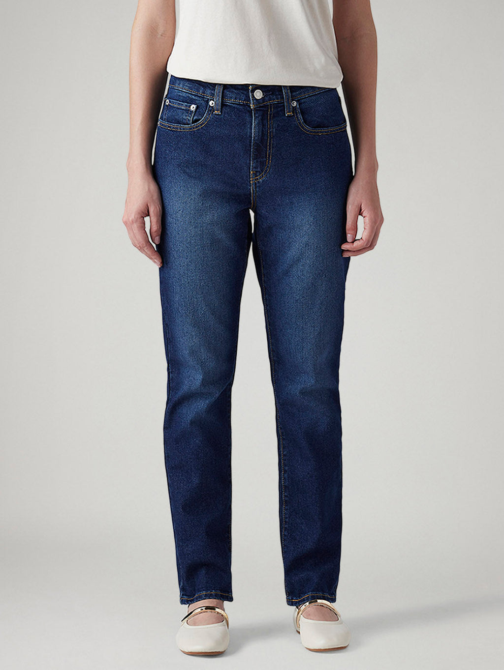 Women's 724 Dark Indigo Slim Straight Fit High Rise Tinted Jeans