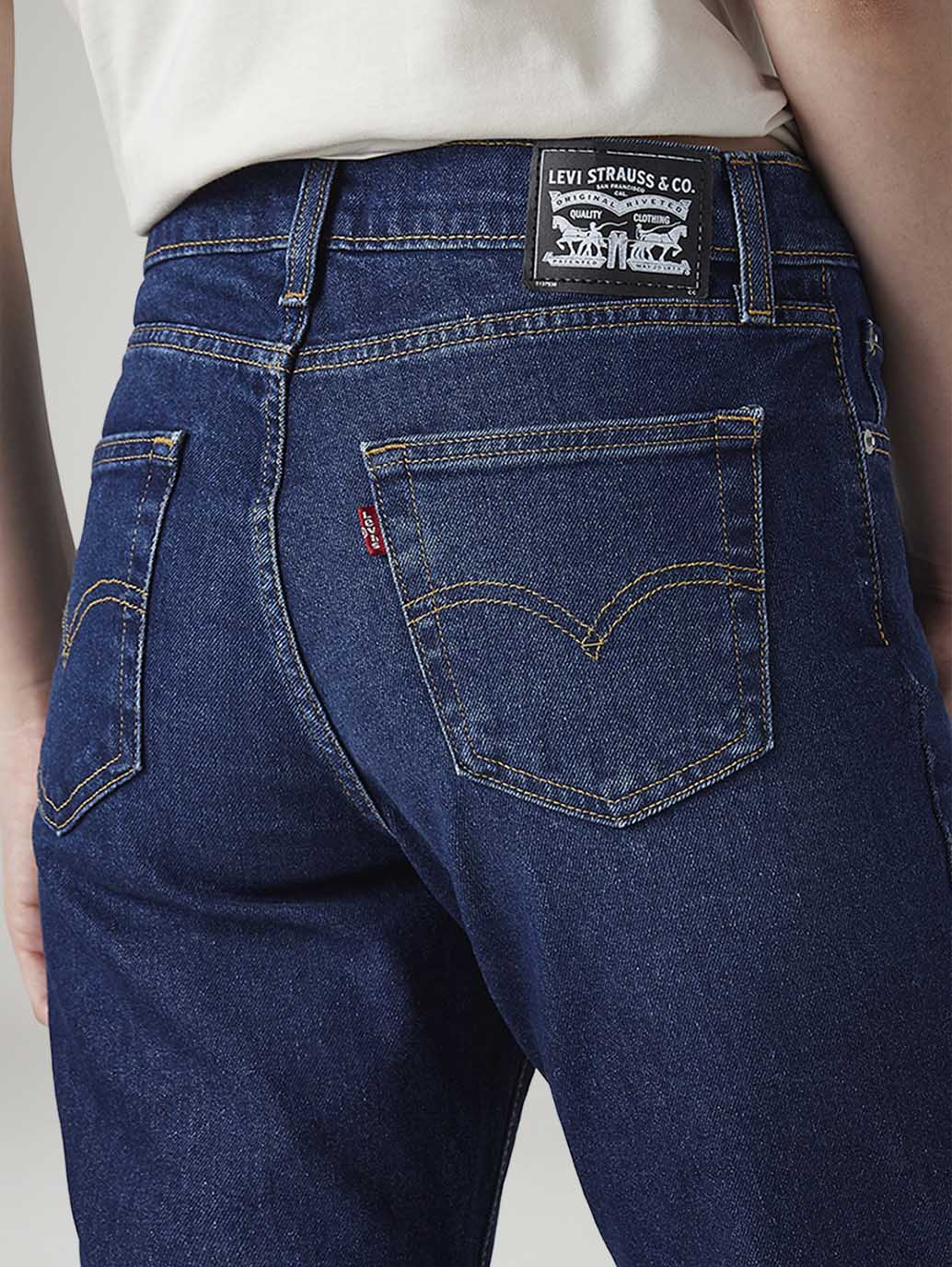 Women's 724 Dark Indigo Slim Straight Fit High Rise Tinted Jeans