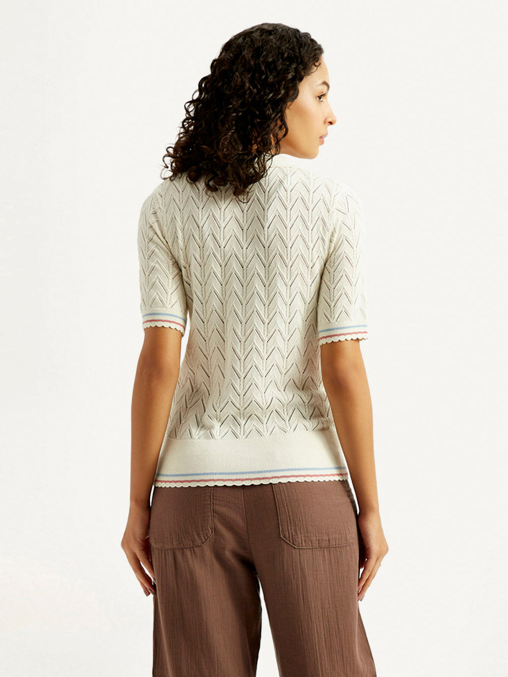 Women's Textured Slim Fit Polo T-shirt