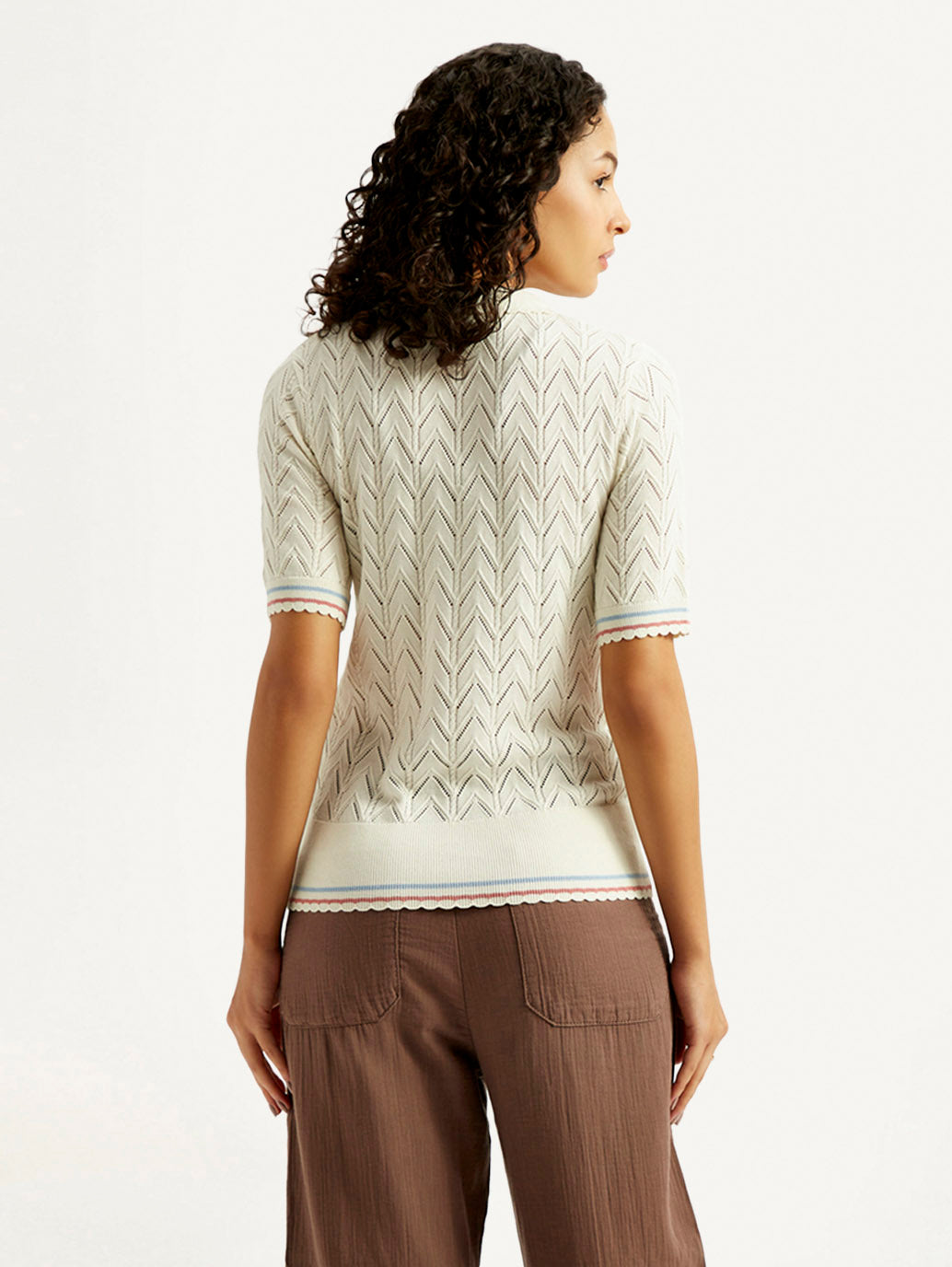 Women's Textured Slim Fit Polo T-shirt