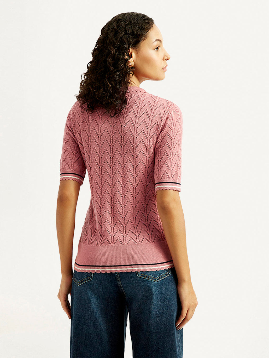 Women's Textured Slim Fit Polo T-shirt