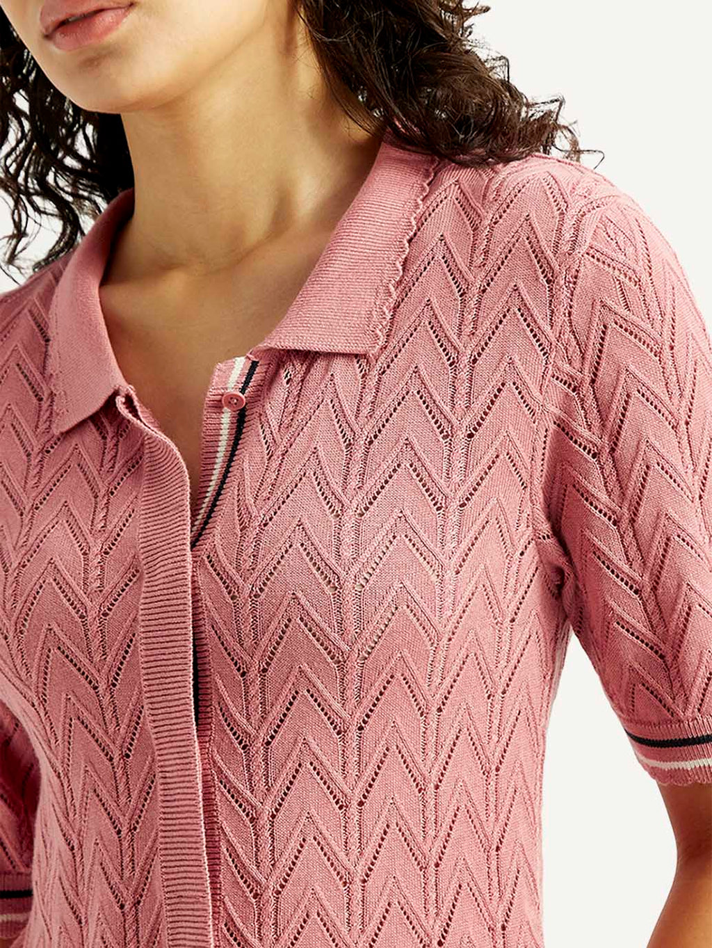 Women's Textured Slim Fit Polo T-shirt