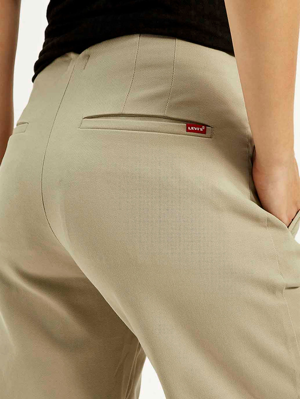 Women's 94 Mid Rise Khaki Baggy Fit Trousers