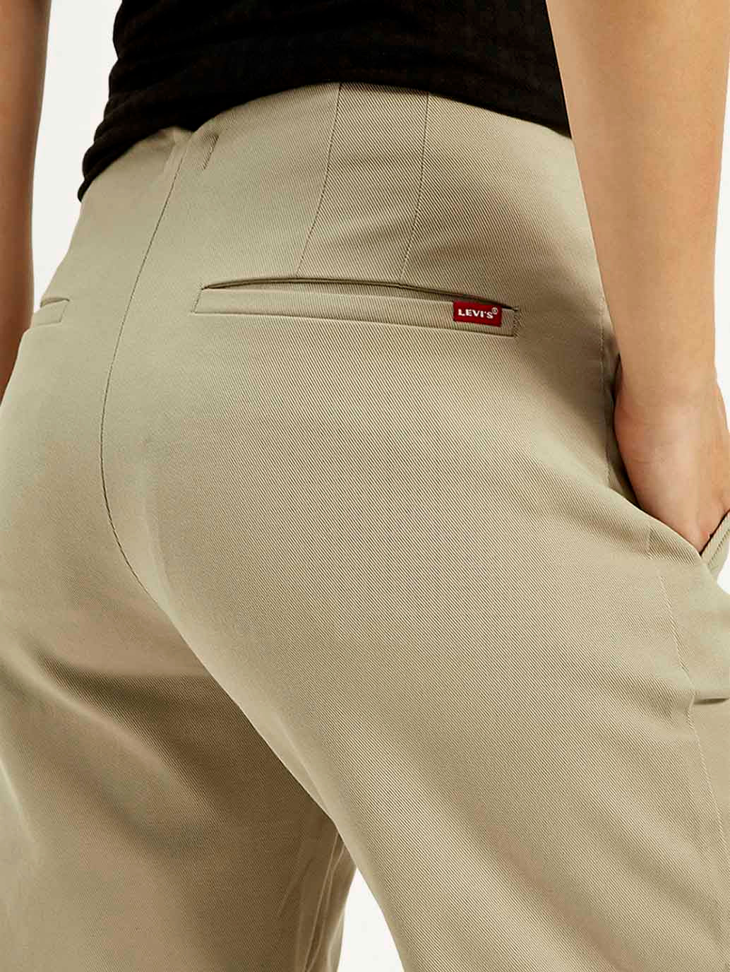 Women's 94 Mid Rise Khaki Baggy Fit Trousers