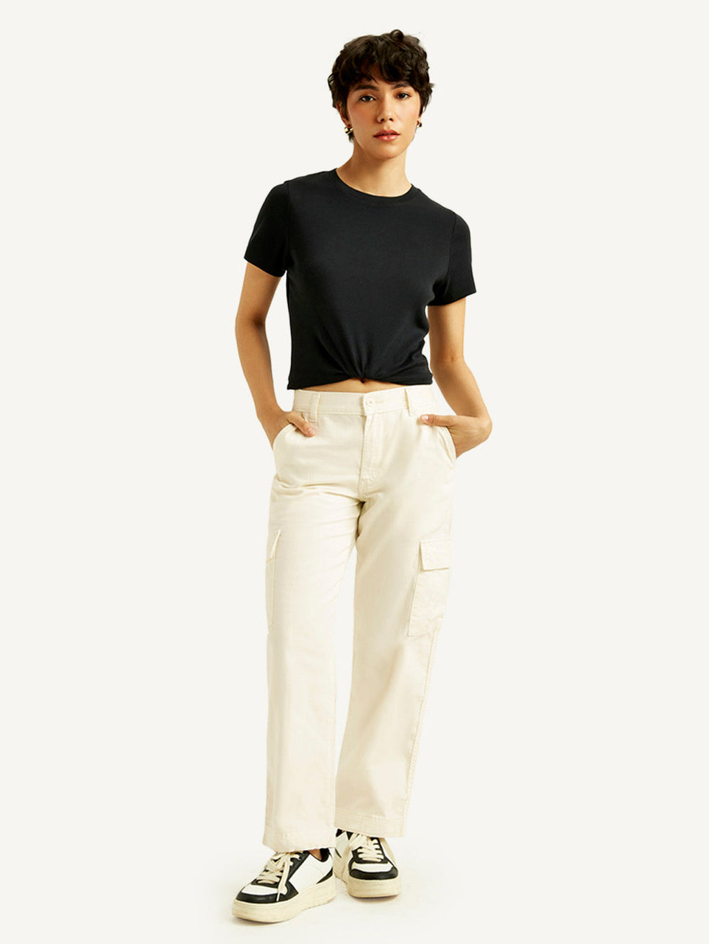 Women's 94 Cream Baggy Fit Mid Rise Jeans