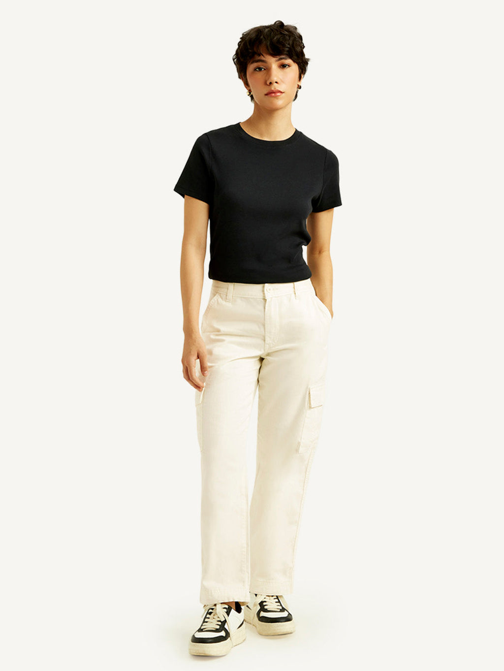 Women's 94 Cream Baggy Fit Mid Rise Jeans