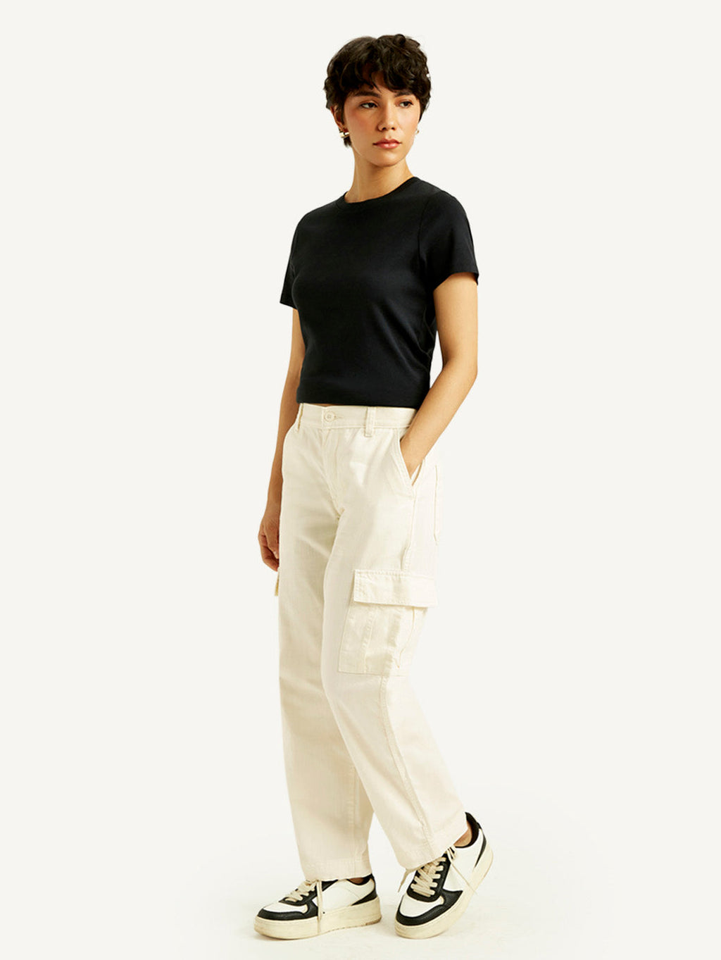 Women's 94 Cream Baggy Fit Mid Rise Jeans