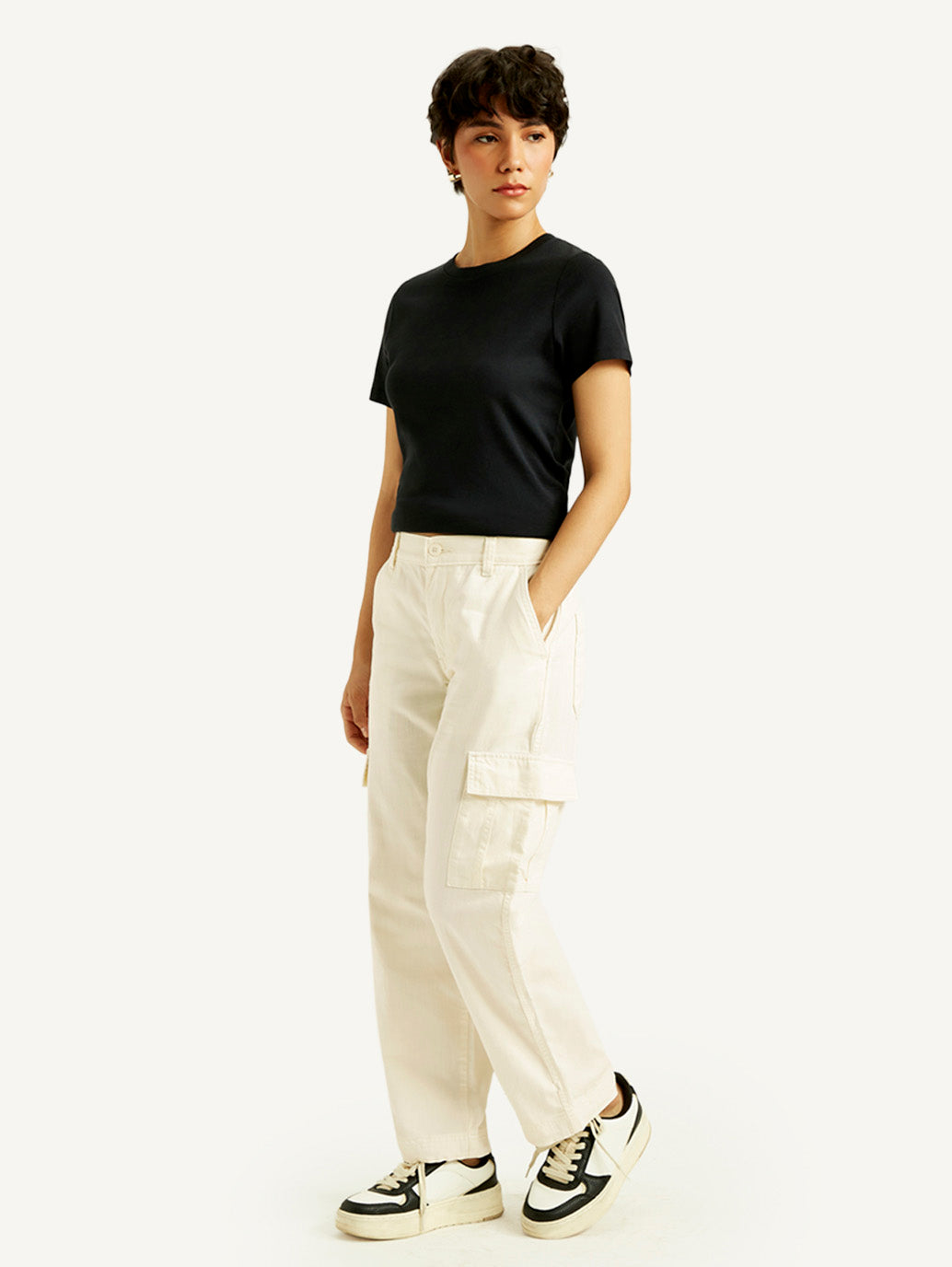 Women's 94 Cream Baggy Fit Mid Rise Jeans