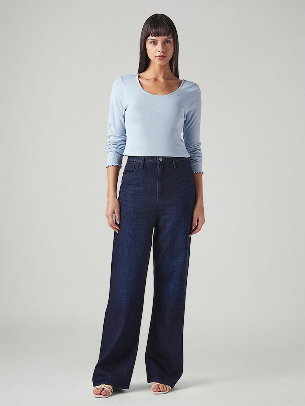 Women's Dark Blue Loose Fit High Rise Redloop Jeans