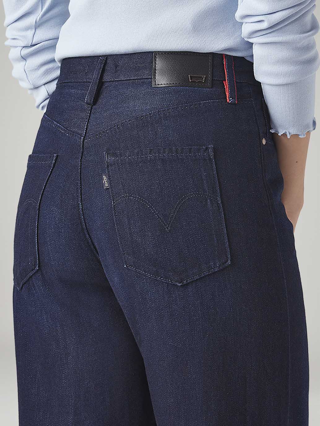 Women's Dark Blue Loose Fit High Rise Redloop Jeans