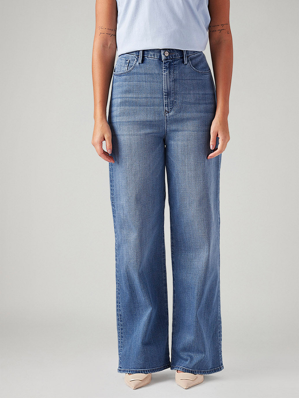 Women's Light Blue Loose Fit High Rise Redloop Jeans